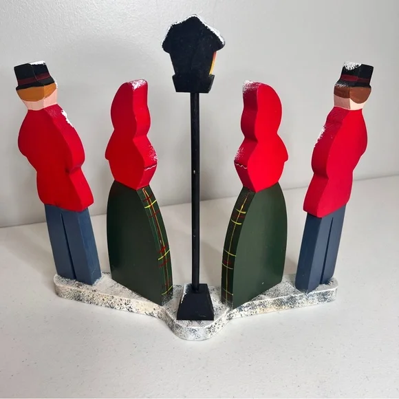 Vintage Christmas Caroling Wooden Victorian Style Figurine Handcrafted Painted - Picture 5 of 10